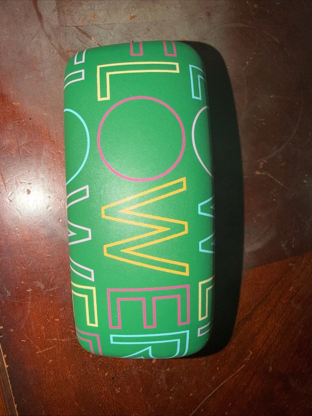 Green 'Lover' Pattern Hard Glasses Case